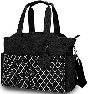 Large Changing Bag, Baby Nappy Changing Bag Diaper Bag for Mom Dad Portable Messenger Tote Bag (Black)