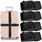 ​Luggage Straps,4 Pack Adjustable Luggage Straps for Suitcases,Suitcase Strap with Buckles,TSA Approved Travel Belt, Travel Accessories (Black)