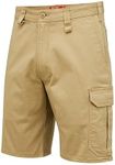 Hard Yakka Men's Core Relaxed Fit Stretch Cotton Work Cargo Short, Khaki, 92R Size