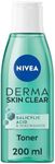 NIVEA Derma Skin Clear Toner (200ml), Cleansing and Hydrating Toner, Salicylic Acid Toner Enriched with Niacinamide to Rebalance the Skin and Remove Impurities, For Blemish-Prone Skin