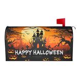 Happy Halloween Mailbox Cover Starry Night Haunted House Pumpkin Magnetic Mailbox Covers Halloween Mailbox Brunt Orange Large Post Letter Box Covers Garden Yard Home Decor for Outside 21" x18"