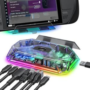 JSAUX RGB Docking Station for Steam Deck (OLED)/ROG Ally/Legion Go, 8-in-1 Steam Deck Dock with 4K@120Hz HDMI, Gigabit Ethernet, USB-C 3.0, Dual USB-A 3.0, USB 2.0, 100W USB-C Charging-HB0801S