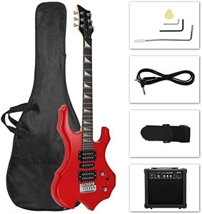 Ktaxon Burning Fire Design Electric Guitar Kit, 36-inch HSH Pickup Electric Guitar Beginner Guitar Set with Amplifier, Rosewood Fingerboard, 5-Ways Pickup Switch (Red)