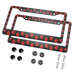 HOSNYE Animal Dog Paw License Plate Frame Puppy'S Red Paw Metal 2 Pcs 2 Holes Black Licenses Plates Frames Front Licenses Plate Covers Car Tag Frame for Women Men US Vehicles