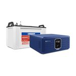 Luminous Inverter & Battery Combo (Zolt 1100 Pure Sine Wave 900VA/12V Inverter with Red Charge RC 18000ST Short Tubular 150AhBattery) for Home, Office & Shops