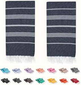 PARK & OZ Turkish Beach Towels 2-Pack – Oversized 100% Cotton Quick-Dry, Sand-Free & Ultra-Absorbent Blanket 72" x 40" – Lightweight Travel Towels for Beach, Pool, Spa, Gym, Camping & Home