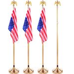 Zonon 4 Pcs 7 ft Telescoping Indoor Flag Pole Kit Aluminum Gold Pole with Flag Stand Base and Eagle Topper Heavy Duty Camping Flag Pole for House Office School City Hall Display, Flag Not Included