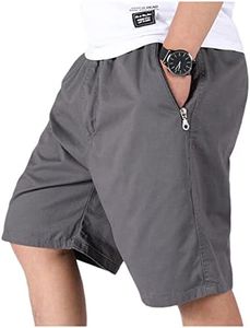 XinnanDe Mens Lightweight Loose Fit Cargo Short Workout Twill Drawstring Short Elastic Waist with Zip Pockets Grey 46