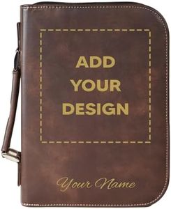 Personalized Bible Cover – Vegan Leather Scripture Case with Cross & Flag – Zippered Journal Holder with Handle, Fits Large Bibles, Rustic