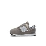 New Balance Kid's 574 NEW-B V1 Hook & Loop Sneaker, Rain Cloud/Silver Metallic, 4 XW Infant