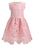 ALLOVIN Toddler Girl's Sleeveless A-Line Casual Flower Girl Lace Party Dress with Bowknot Light Pink 11-12Y