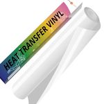 HTVRONT White Iron on Vinyl - 12" x 5ft White HTV Vinyl for T-Shirts, White Heat Transfer Vinyl for All Cutter Machine - Easy to Cut & Weed for Heat Vinyl Design (White)