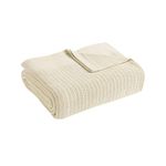 Avanti Linens - Queen Blanket, 100% Cotton with Thermal Weave, Lightweight & Breathable Cotton Bedding Ideal for All Seasons (Fiesta Cream)