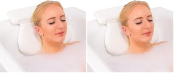 Relux Premium Waterproof Bath Pillow Cushion with Non-Slip Suction Cups Ergonomic Home Spa Headrest (Pack of 2)