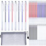 HMIEPRS 4 Colors Heat Erasable Fabric Pen Set, 8Pcs Heat Erase Pen Shells with 40Pcs Erasable Pen Refills and 1Pcs Pen Storage Bag, Fabric Marking Pens for Sewing, Cloth, Dressmaker, Quilting, Leather