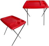 Brink House Folding TV Tray Table (Set of 2), Bright Red, 17 x 22 x 26 inches, Portable Indoor-Outdoor Glamping Trays with space for TV dinners, Laptop, Utensils, and Drinks