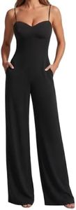 Sunzel Women's Dressy Casual Wide Leg Jumpsuit Open Back One Piece Outfit