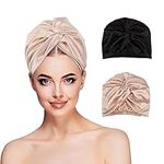 2pcs Silk Hair Wrap for Sleeping, Imitation Silk Bonnet Satin Sleep Night Cap for Women Curly Hair Care, Silky Bonnet Silk Sleep Cap Shower Head Scarf with Elastic Band for Washing Sleep Makeup