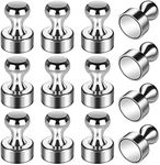 12 Pack Fridge Magnet Magnetic Push Pins Refrigerator Magnets, Whiteboard Magnets Small Fridge Magnets Metal Brushed Nickel Magnets for Fridge, Perfect for Map Magnets, Office Magnets