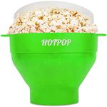 HOTPOP Collapsible Microwave Popcorn Popper Bowl with Handles BPA Free (Green)