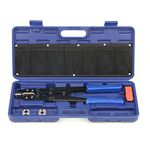 iCrimp Battery Cable Lug Crimping Tool Set includes Cable Lug Crimper, Cable Stripping Tool, and Interchangeable Jaws for AWG 8,6,4,2,1,1/0,2/0,3/0, and 4/0