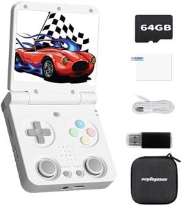 Ampown Miyoo Flip,Handheld Retro Game Console 64GB,3.5-inch 640 * 480 IPS Screen 3000mAH Battery with Storage Case Casual Game Console Video Games Consoles White