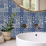 A1GRAPHIX Moroccan Tile Stickers for Kitchen Backsplash Bathroom Floor Wood Glass Stick Home Decor Furniture B (12x12 inch, Tile -a)