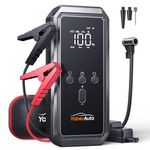 Jump Starter Power Pack with Air Compressor, YaberAuto 150PSI 3500A Car Battery Jump Starter Power Bank (9.0 Gas/8.0L Diesel), 12V Car Battery Booster Jump Starter with Large LCD Display, Lights