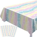 Idealmuzik 3pcs Rainbow Tablecloth,Plastic Unicorn Table Covers, Rectangular Table Cloths, Waterproof TableCovers for Girls Kids Baby Shower Birthday Decorations Pastel Party Supplies, 54 x 108 Inch…