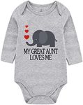 shlrzy My Great Aunt Loves Me Baby Boy Clothes Unisex Funny Baby Girl Bodysuits 0-3 months graylong