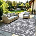 MOKANI Large Outdoor Rug for Patio Waterproof, Reversible Garden Rugs 180x270 cm, Plastic Carpet, Lightweight Foldable Boho Area Mats, UV Resistant Outdoor Carpet for RV, Balcony, Beach, Deck