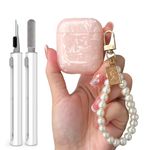 Luxury Pearl Keychain for Airpod Case Cover 2/1 with Cleaner kit, Cute Glitter TPU Protective Case for Girls Women Compatible with Airpods 2nd &1st Generation, Apple Air pods Charging Case-Pink