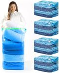 LEVERLOC Vacuum Storage Bags 4 Pack Blue Space Saver Bags, Jumbo Cube 31x40x15 inch, Large Vacuum Sealer Bags For Beddings Blankets Comforters Quilts Duvets Pillows, Closet Organizers and Storage