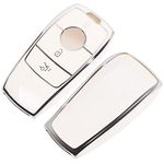 FUN LAVIE Key Fob Cover Silicone TPU Smart Car Key Cover Case Compatible with Mercedes E Class E300 E400 E43, 2018 up S Class, 2017 2018 W213 White