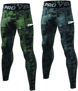 SPVISE 2 Pack Compression Pants Tights Leggings Men Cool Dry Athletic Baselayer for Running Yoga Basketball Gym Tights Pocket