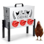 Nicoman Metal Chicken Feeder Box, 6-Port Feed Dispenser with Stand, Portable Poultry Feed Storage Container
