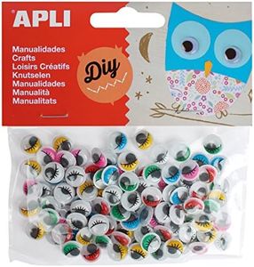 APLI Kids 13265 - Bolsa ojos móviles colores con pestañas redondos adhesivos, 100 uds