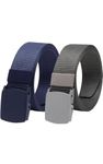 ALF [2 Pack Nylon Military Tactical Men Belt Webbing Canvas Outdoor Adjustable Web Belt (Blue D grey)