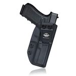 Gun Holster, Glock 17 Holster IWB Kydex Holster Custom Fit: Glock 17 (Gen 1-5) / Glock 22 Glock 31 (Gen 3-4) Pistol Case - Inside Waistband Concealed Carry - Cover Mag-Button - Pouch (Black, Right)