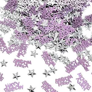 Disnace 30 g Happy Birthday Stars Confetti, Table Decoration, Confetti Table Confetti, Birthday Confetti for Children, Birthday Party, Celebration, Cake Decoration (Purple)