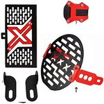 R.J.VON - Combo Radiator Guard With Headlight Grill,Side Stand,Fog Clamp Red For Hero Xpulse 200 4V BS6