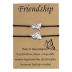 Apsvo Best Friends Friendship Bracelets for 2, BFF Long Distance Matching Butterfly Bracelets Friendship Gifts for Women Friends Birthday Jewelry Gift, 22cm / 8.6in, Brass, no gemstone