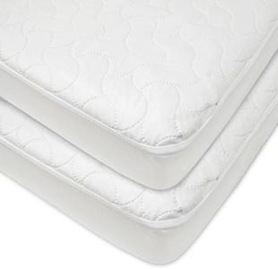American Baby Company 2 Pack Waterproof Fitted Crib and Toddler Protective Mattress Pad Cover, White, for Boys and Girls