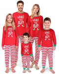 Rnxrbb 2024 Family Christmas Pajamas Matching Sets Holiday Xmas Christmas Pjs Jammies for Women Men Couples Adult Kids, Red What, Medium