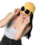 Haute Sauce Women Solid Yellow Baseball Cap with Sunglasses for Outdoor Everyday Wear | UV Protection | Lightweight | Foldable | Packable | Latest Stylish Casual Headwear for Women & Girls