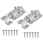 ECENCE 2X Stainless Steel Door Latch (201) Deadbolt Lock with Screws Sliding Bolt Locks for Doors Garden Gates Windows WC Stalls Rubbish Bins Rust-free 63x35mm/2.48x1.38inch with Screws