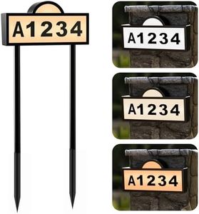 Quntis Solar Address Signs for House, Waterproof House Numbers for Outside Light Up, Cold/Warm/Daylight White Address Plaque Outdoor LED Illuminated, Wall Mounted/In Ground 2 Ways for Home Yard Street