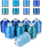 Simthread Blue Embroidery Thread 8 Madeira Colors 550Yards, 40wt 100% Polyester for Brother, Babylock, Janome, Singer, Pfaff, Husqvarna, Bernina Machine