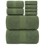 White Classic Luxury Forest Green Bath Towel Set - Combed Cotton Hotel Quality Absorbent 8 Piece Towels | 2 Bath Towels | 2 Hand Towels | 4 Washcloths [Worth $72.95] 8 Pack | Forest Green