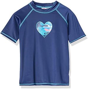 Kanu Surf Karlie Rash Guard for Girls UPF 50+ Sun Protection Short Sleeve Girls Swim Shirt, Erin Navy, 12